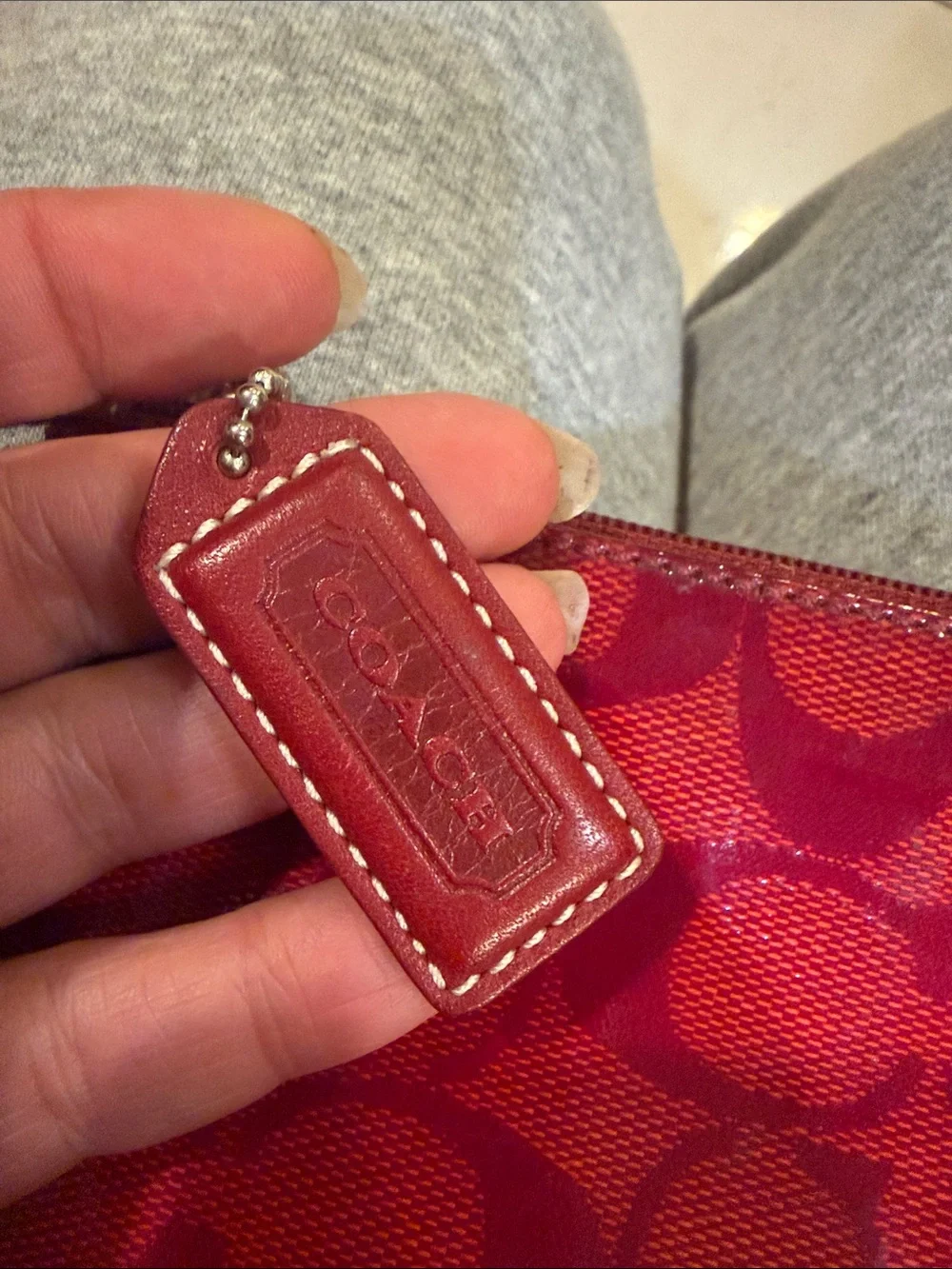 VTG Coach Red Signature Gloss Zippered Pouch for Cosmetics or Travel Essentials